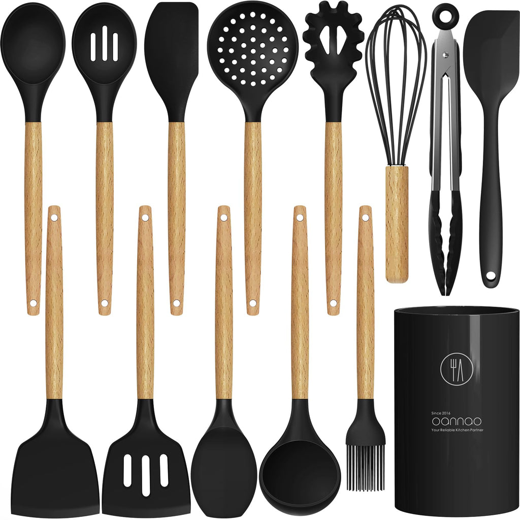 14-Piece Silicone Utensil Set with Holder