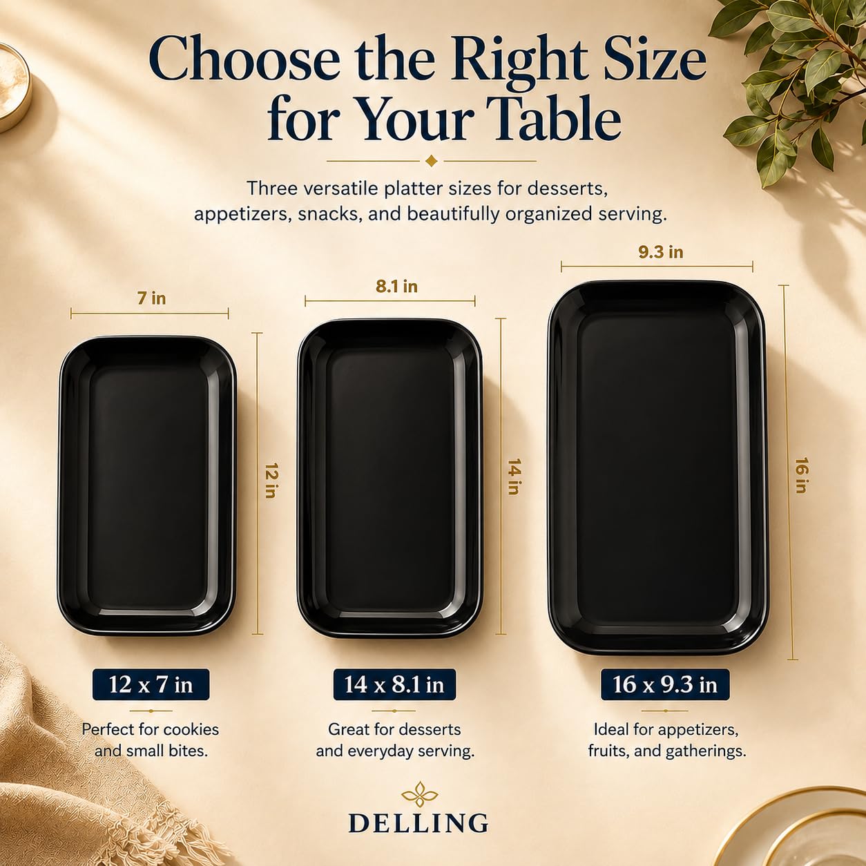 3-Piece Graduated Porcelain Serving Platter Set