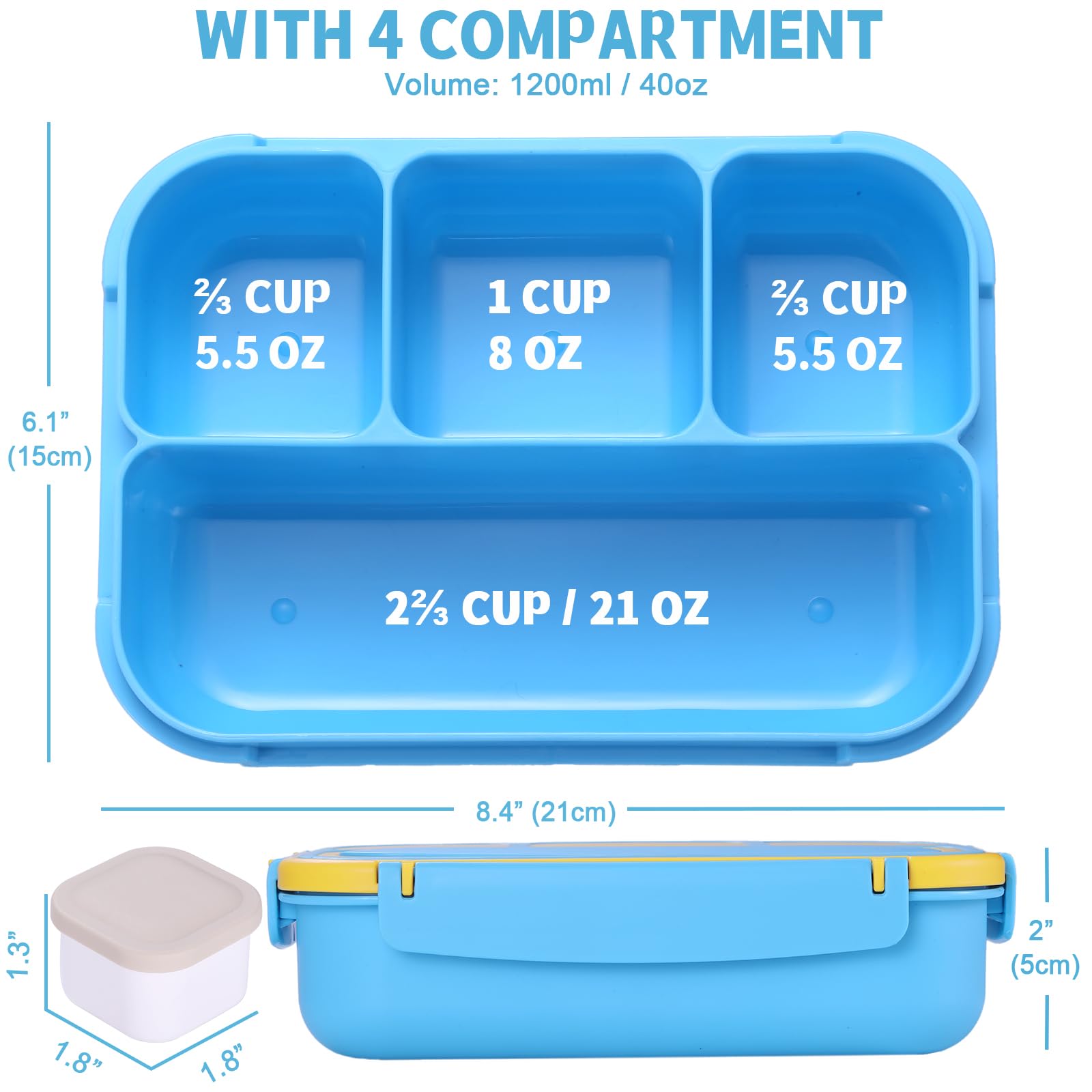40oz Four-Compartment Bento Lunch Box