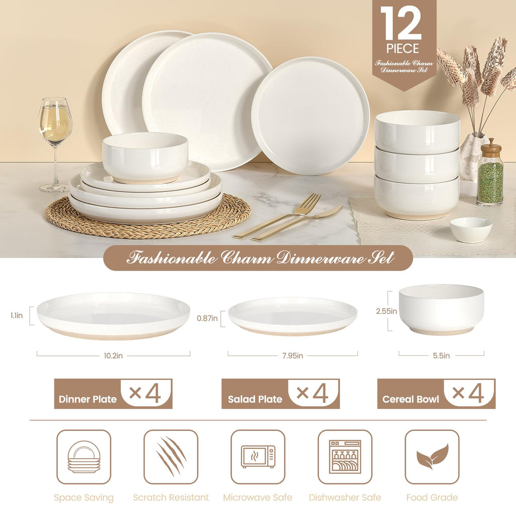 12-Piece Scratch-Resistant Dinnerware Set