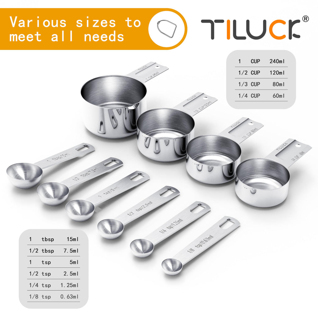 TILUCK 10-Piece Stainless Steel Measuring Set