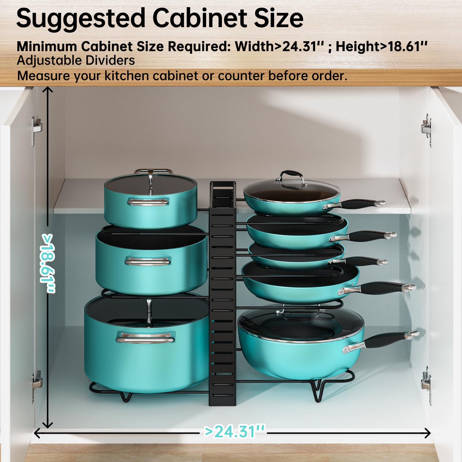 MUDEELA Adjustable Pot and Pan Organizer Rack