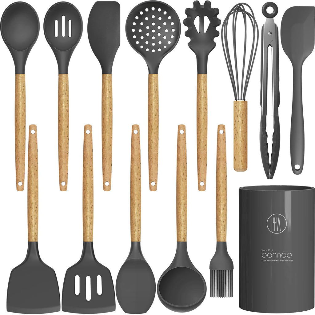 14-Piece Silicone Utensil Set with Holder