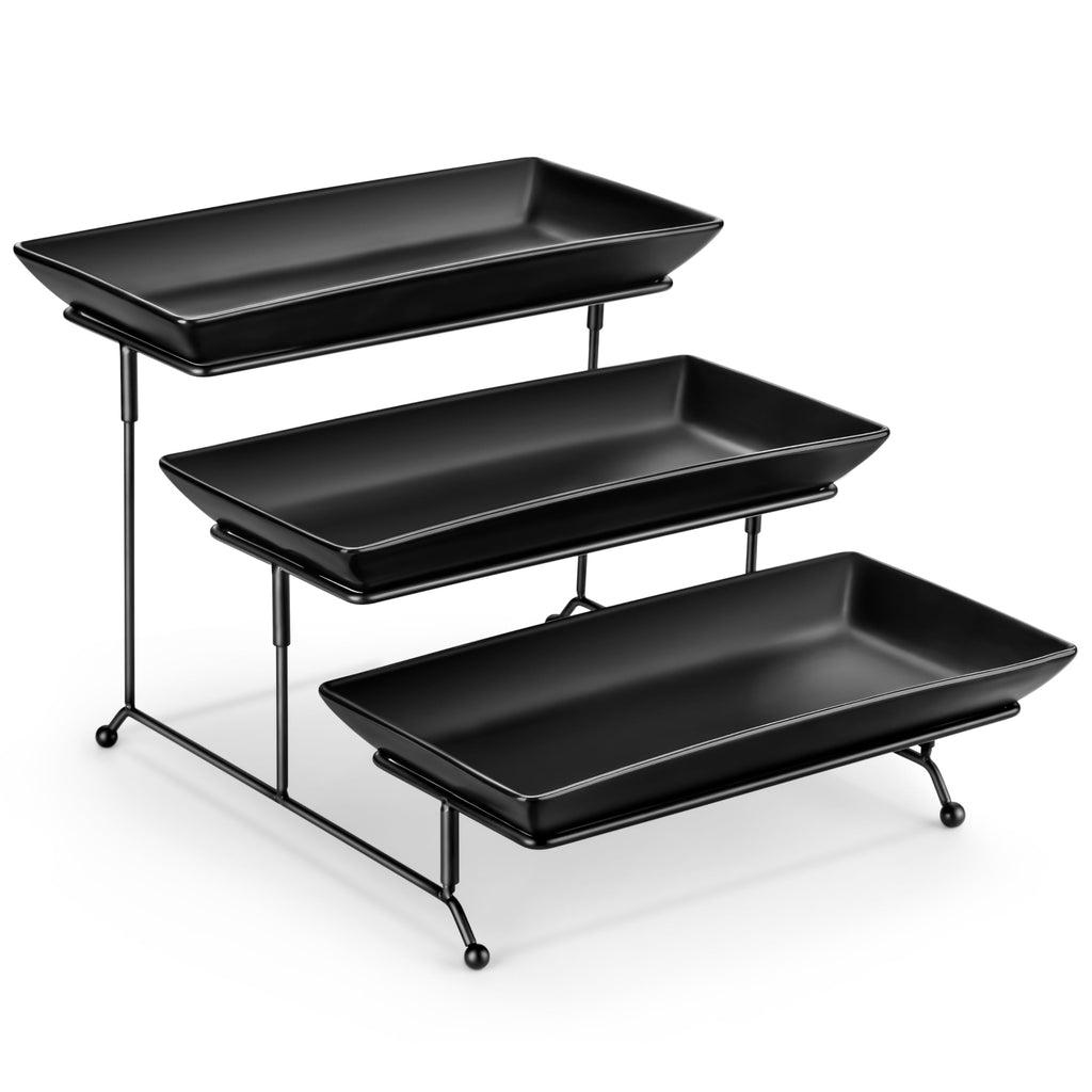 MALACASA 3-Tier Porcelain Serving Tray