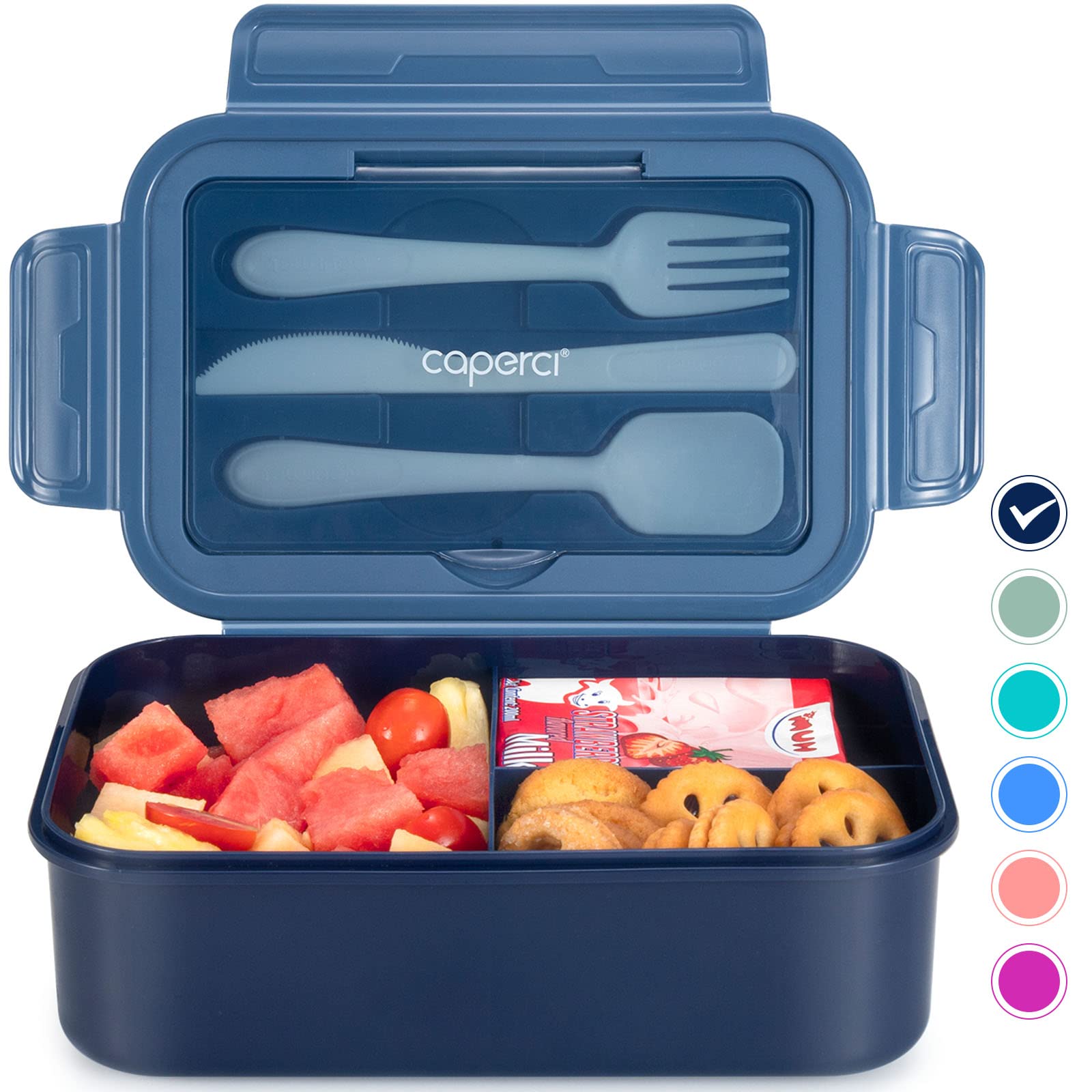 47oz Three-Compartment Bento Box with Utensils