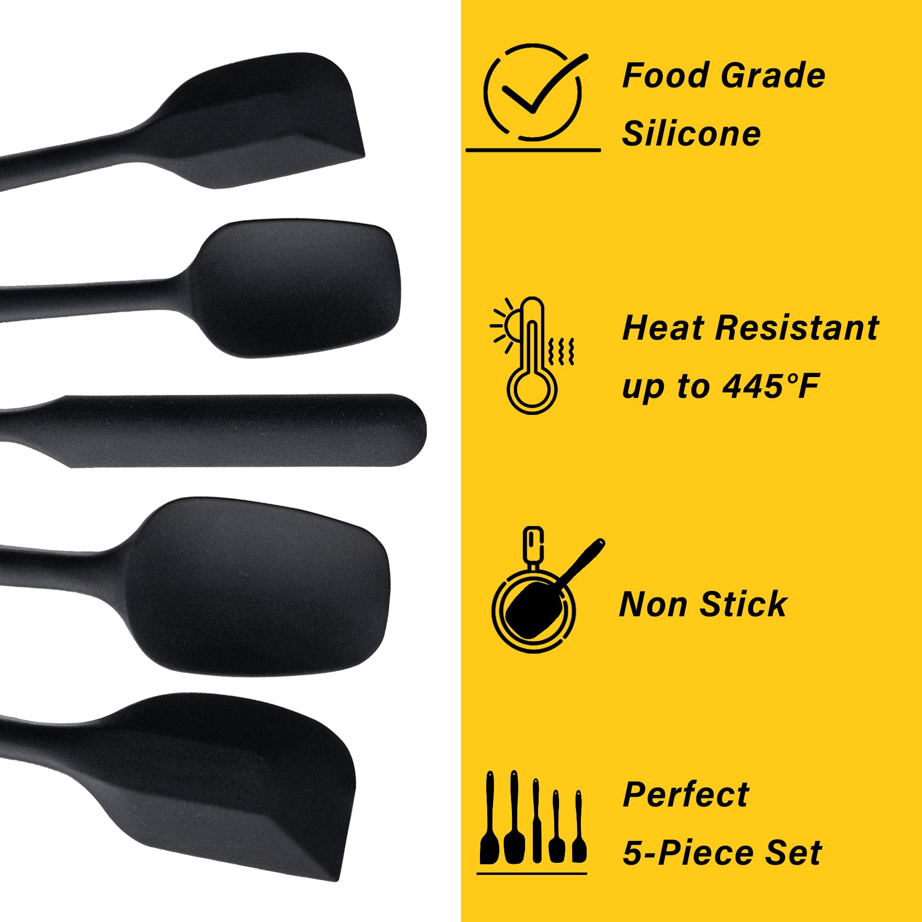 5-Piece Heat-Resistant Silicone Spatula Set