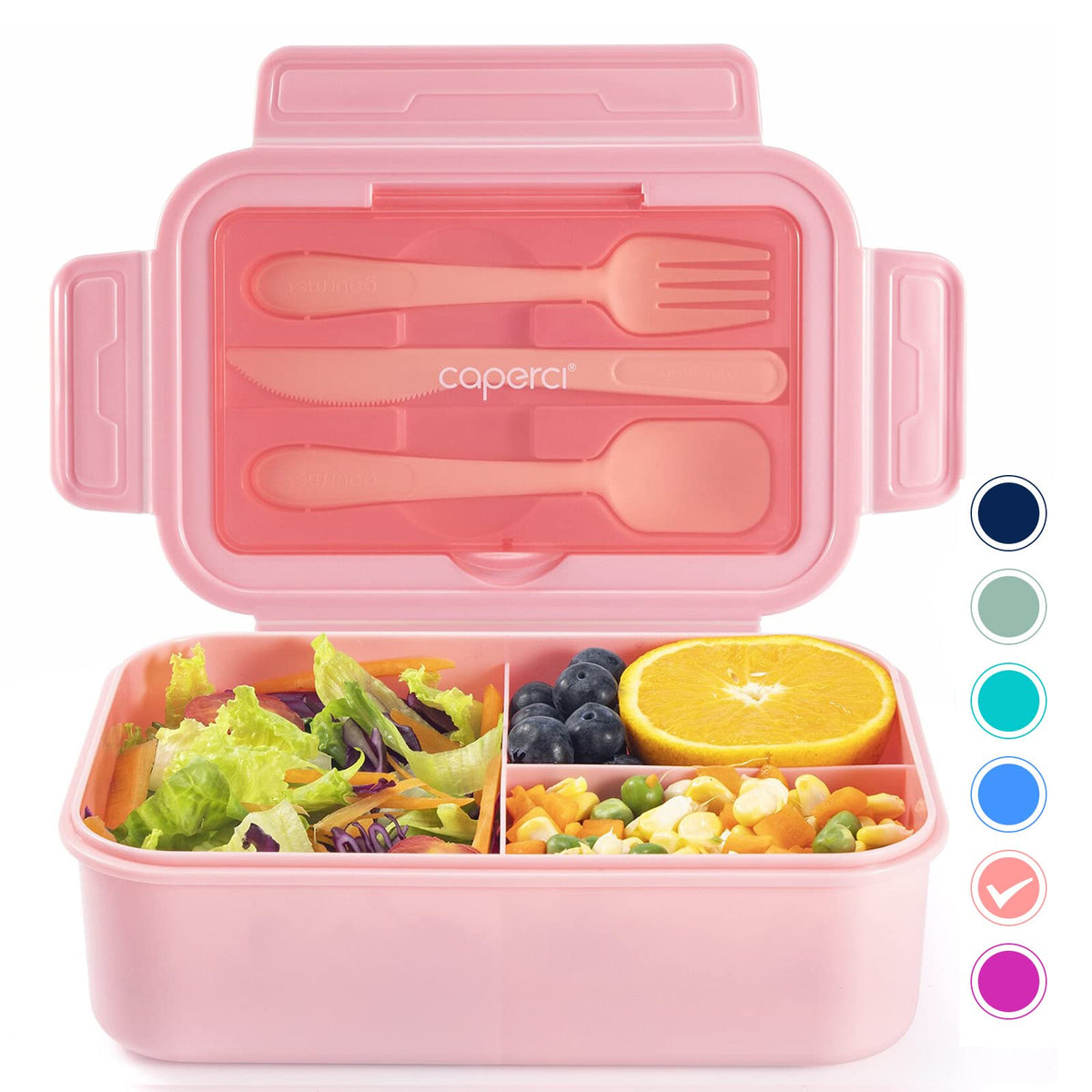 47oz Three-Compartment Bento Box with Utensils