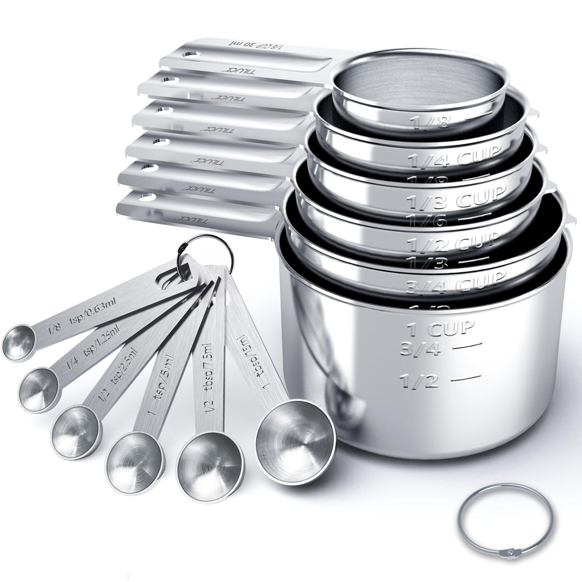 TILUCK 10-Piece Stainless Steel Measuring Set