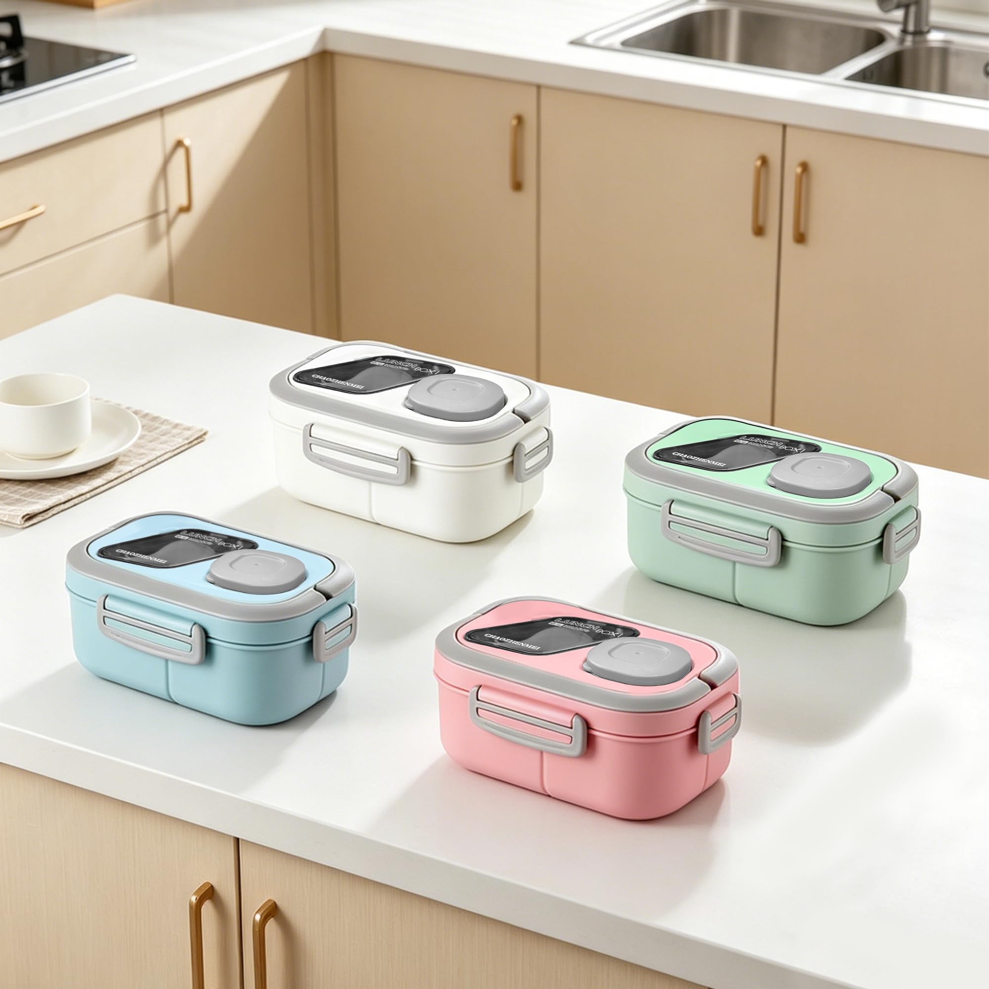 43oz Multi-Compartment Bento Lunch Box with Sauce Cup