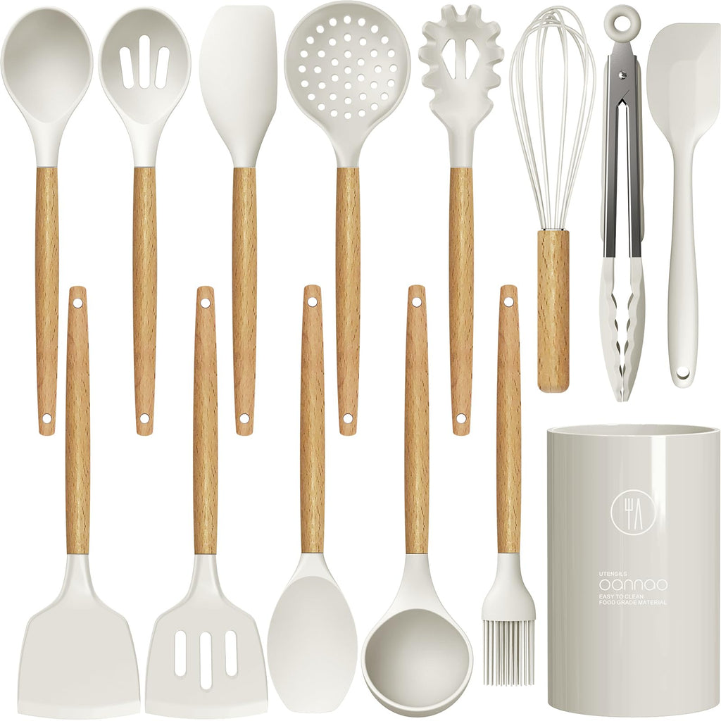 14-Piece Silicone Utensil Set with Holder