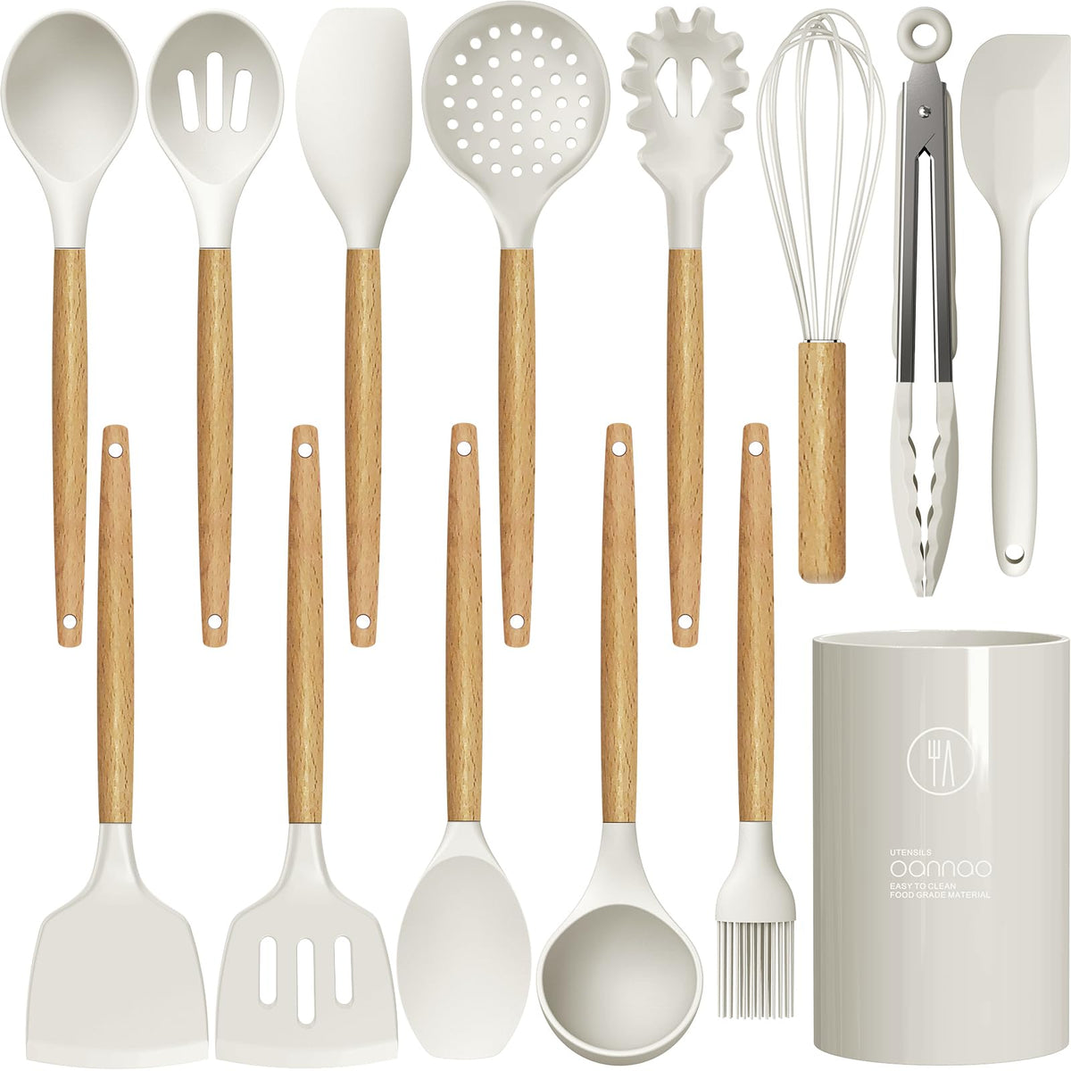 14-Piece Silicone Utensil Set with Holder