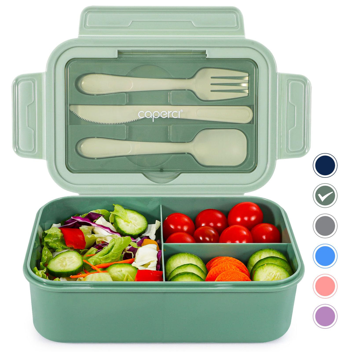 47oz Three-Compartment Bento Box with Utensils
