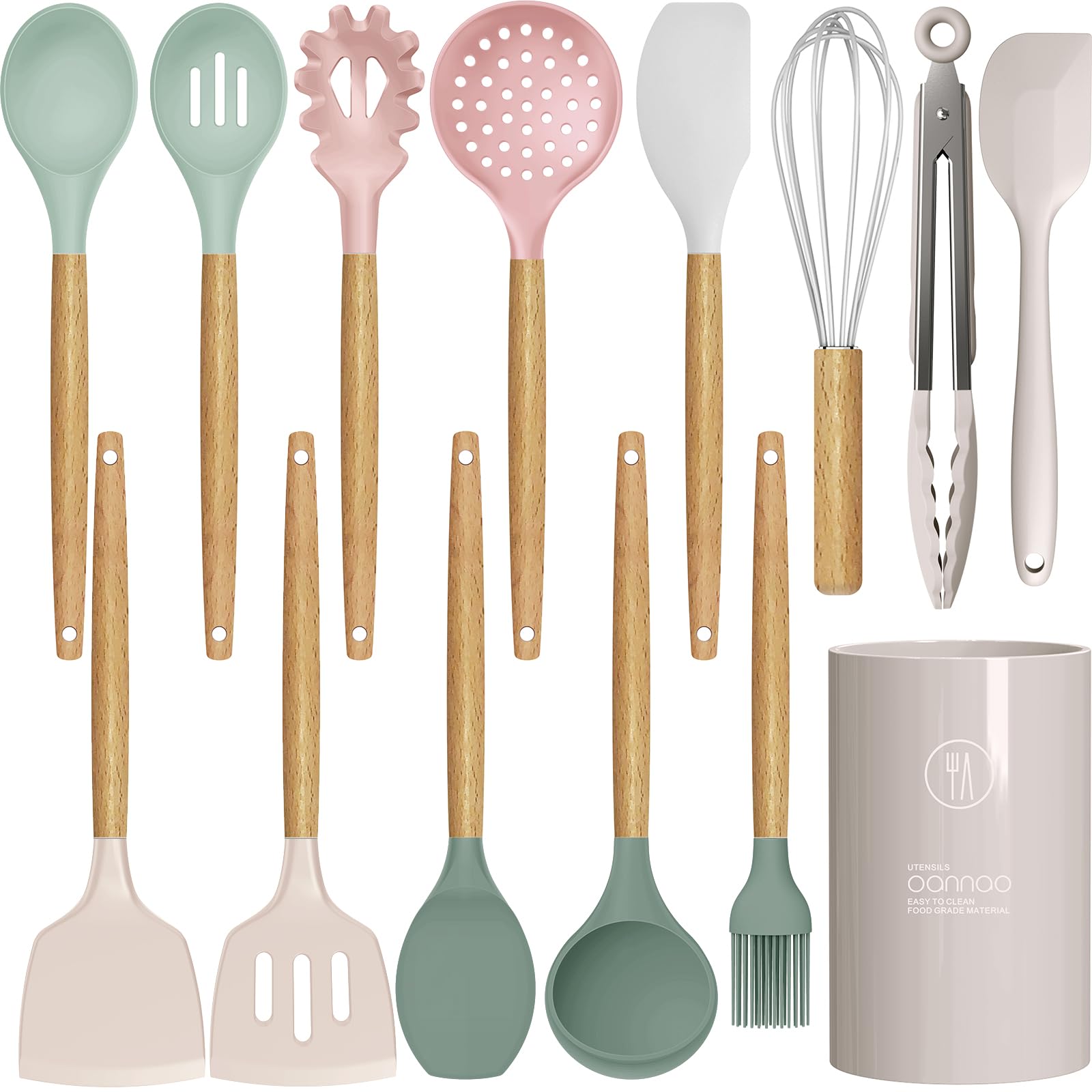 14-Piece Silicone Utensil Set with Holder