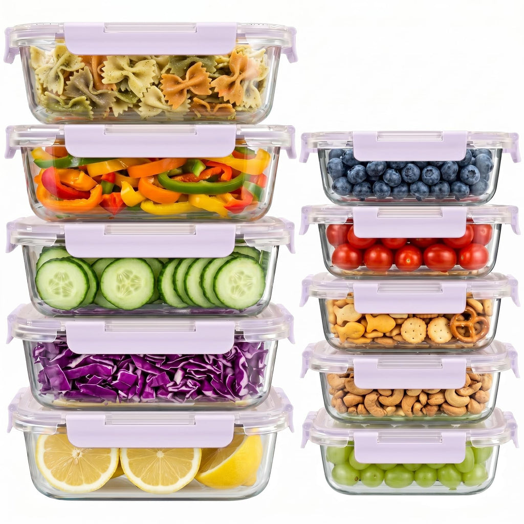 Dealusy 20-Piece Glass Food Storage Container Set