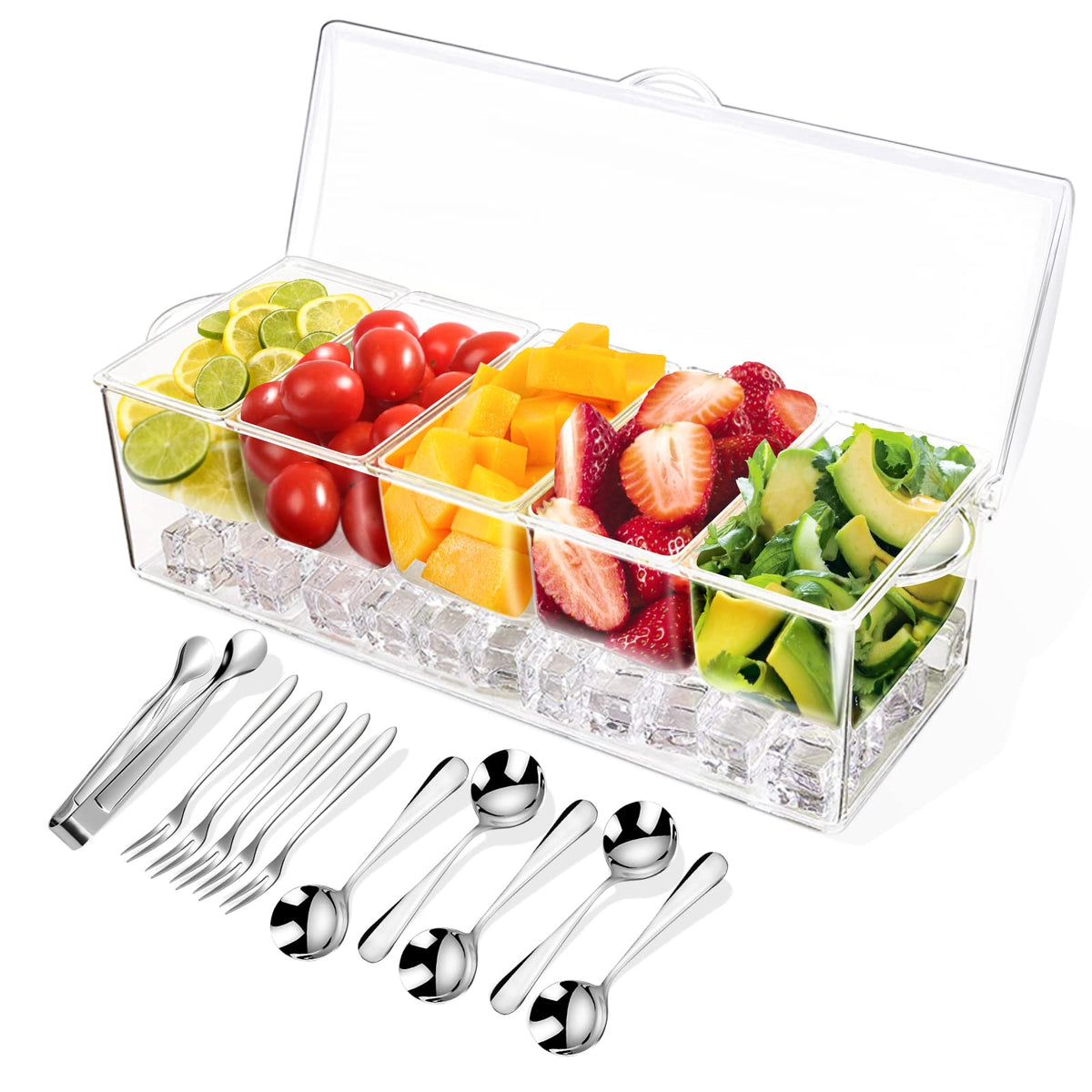 Five-Compartment Chilled Condiment Serving Tray