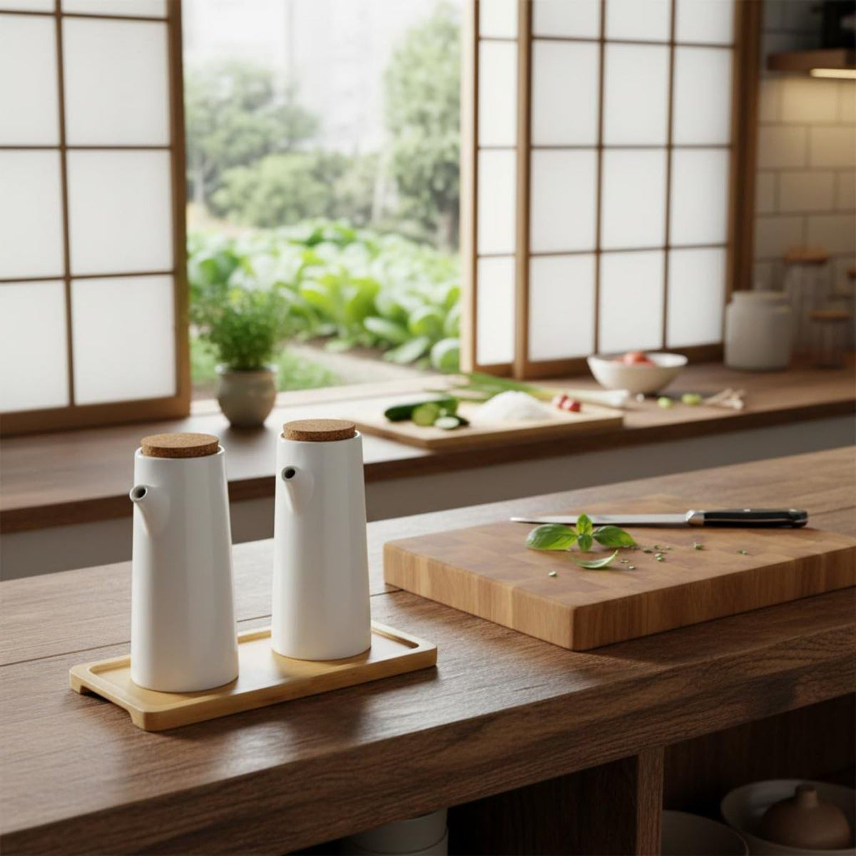 Ceramic Seasoning Jar and Oil Dispenser Set