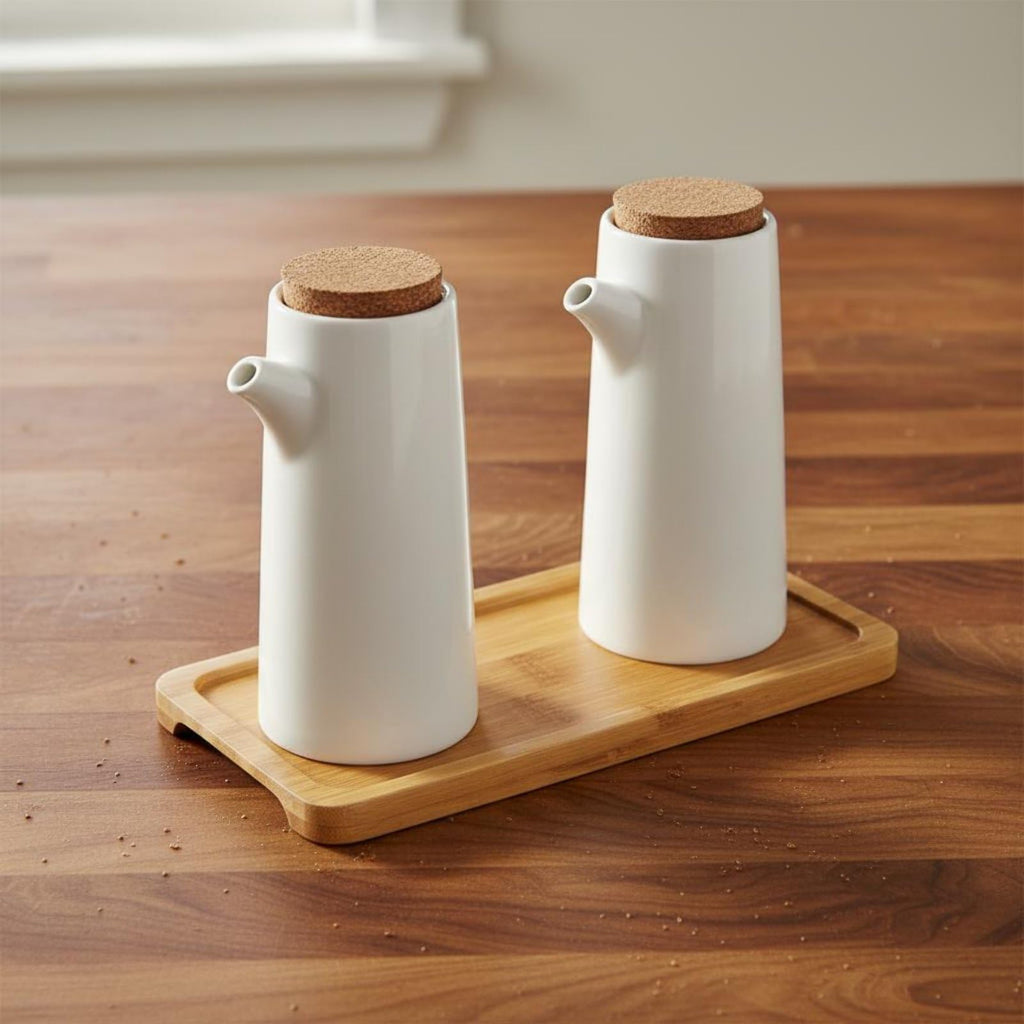 Ceramic Seasoning Jar and Oil Dispenser Set