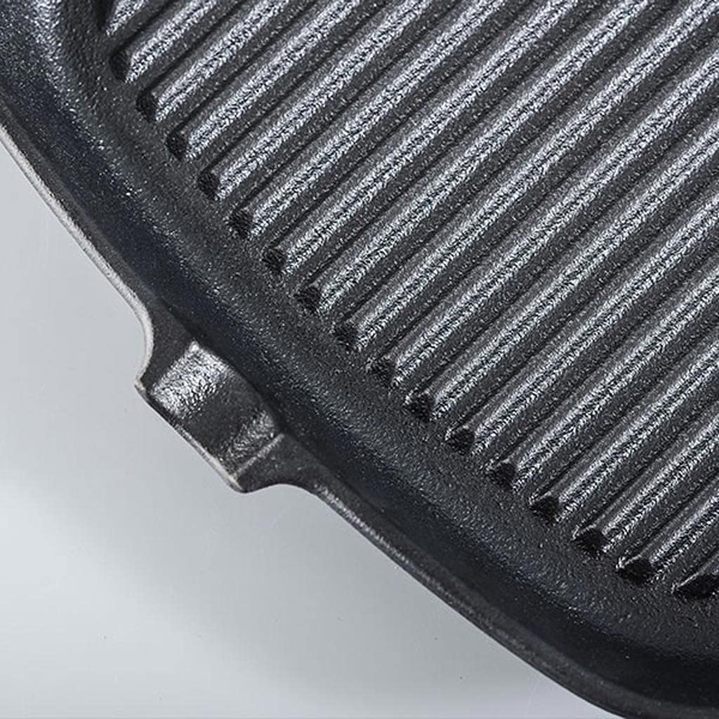 Cast Iron Grill Skillet with Wooden Handle
