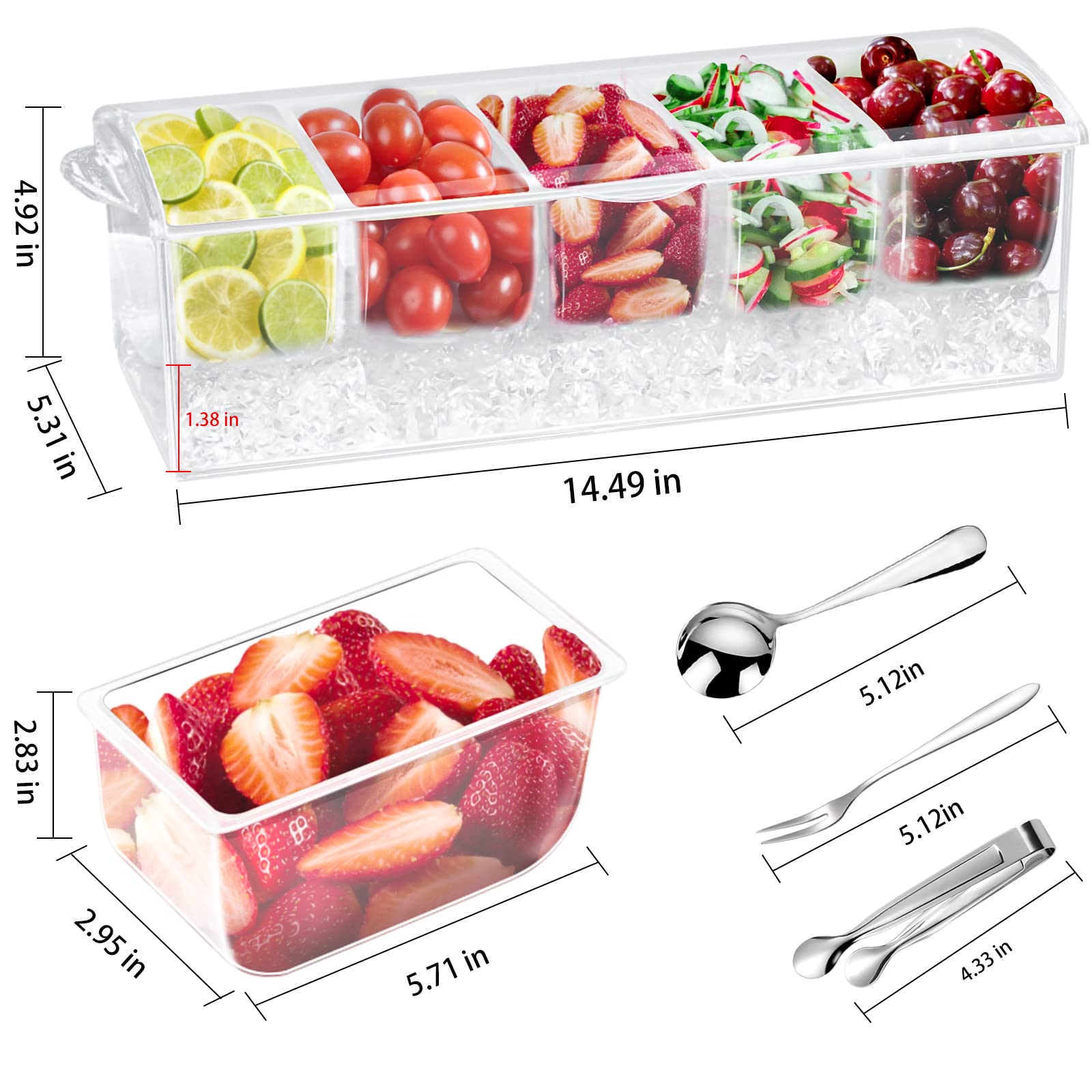 Five-Compartment Chilled Condiment Serving Tray