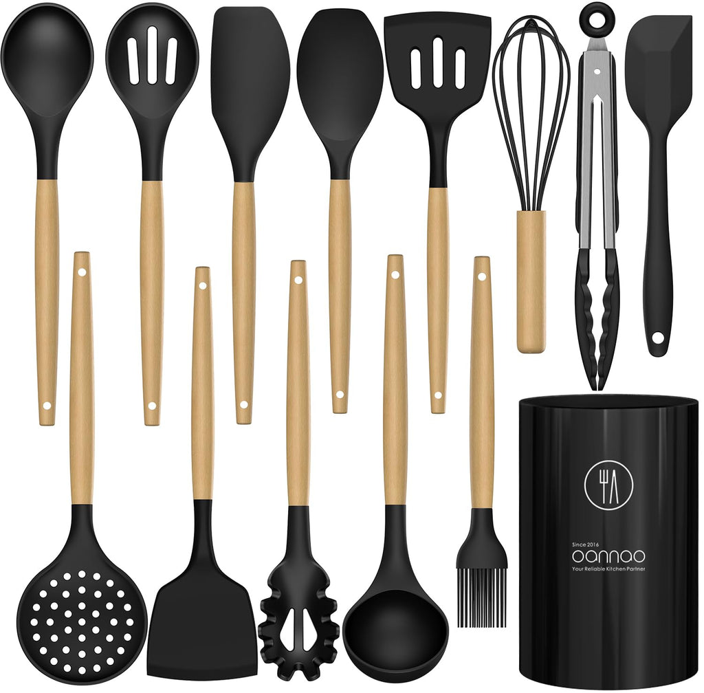 14-Piece Silicone Utensil Set with Holder