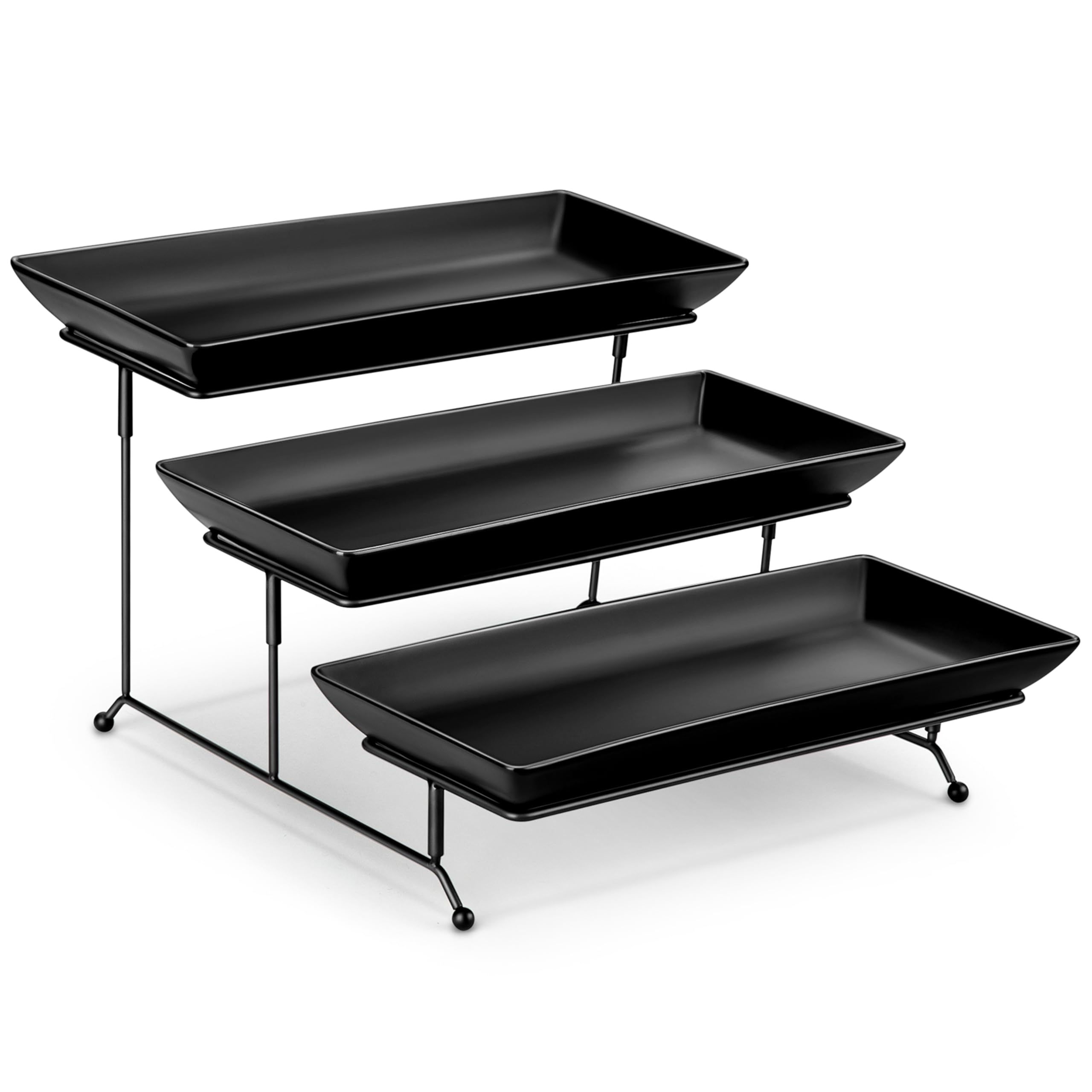 MALACASA 3-Tier Porcelain Serving Tray