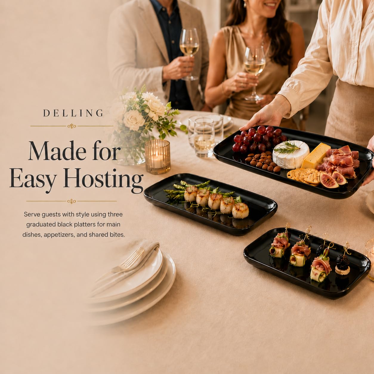 3-Piece Graduated Porcelain Serving Platter Set