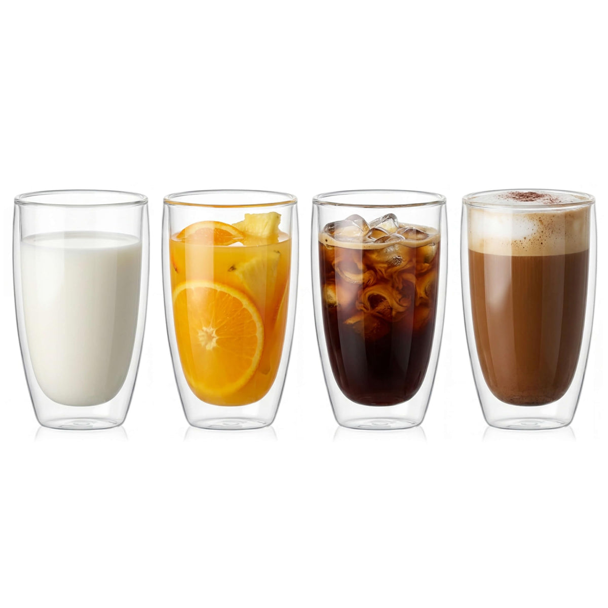 DOPUDO 17oz Double-Wall Glass Coffee Mug Set