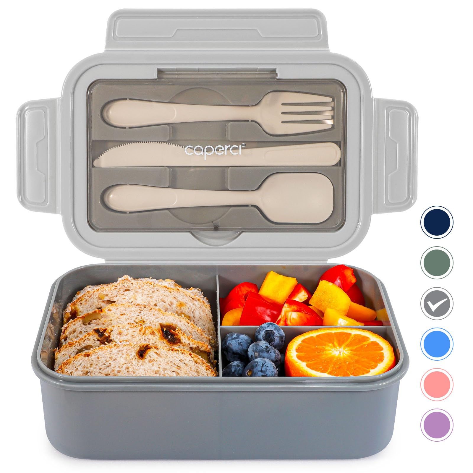 47oz Three-Compartment Bento Box with Utensils