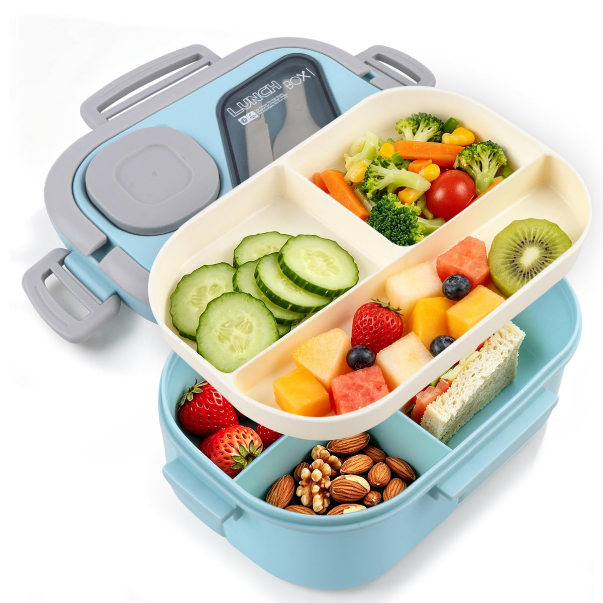 43oz Multi-Compartment Bento Lunch Box with Sauce Cup
