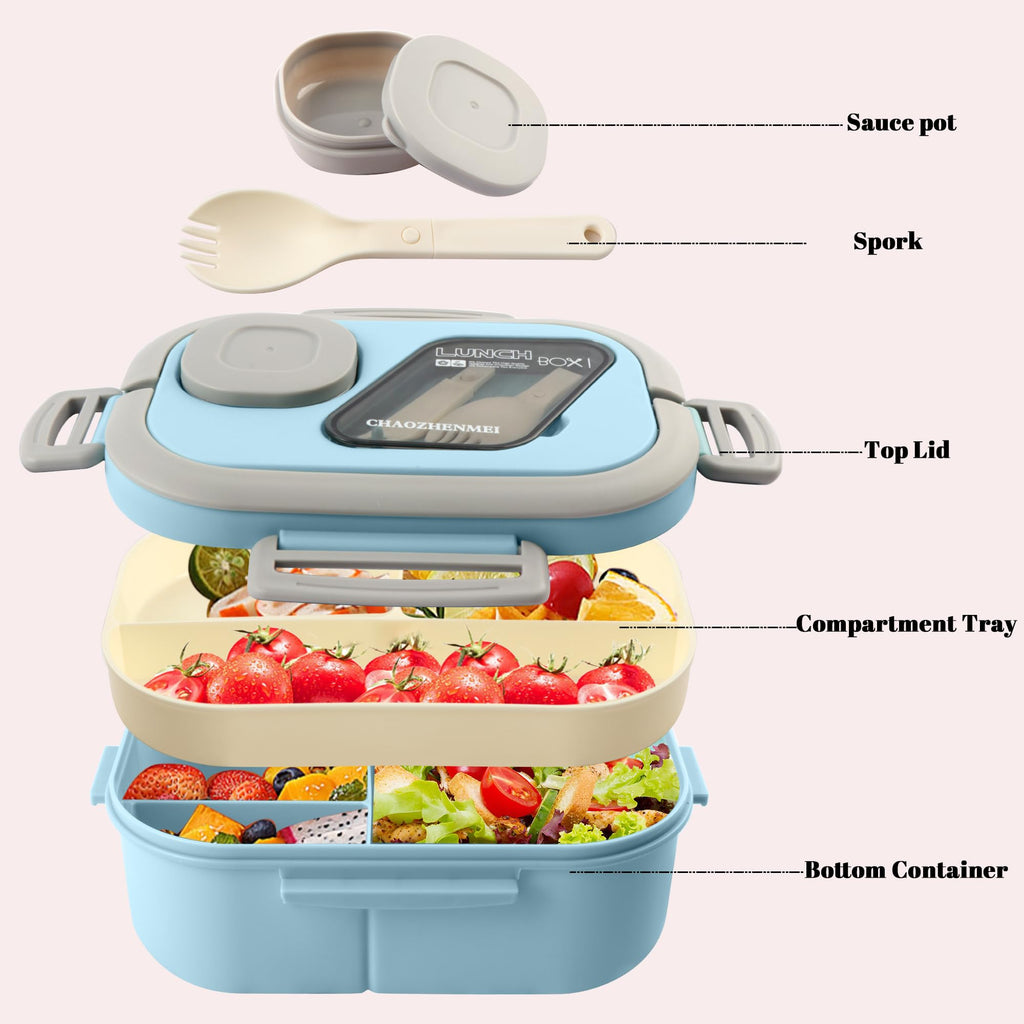 43oz Multi-Compartment Bento Lunch Box with Sauce Cup