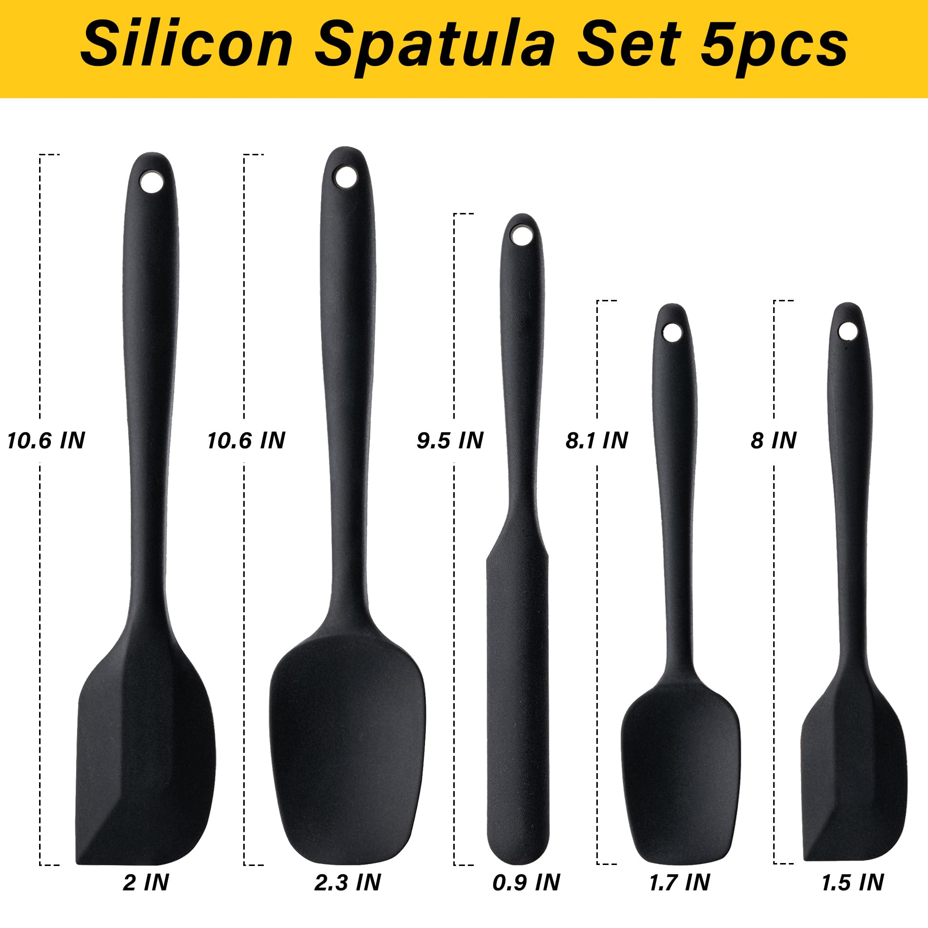 5-Piece Heat-Resistant Silicone Spatula Set