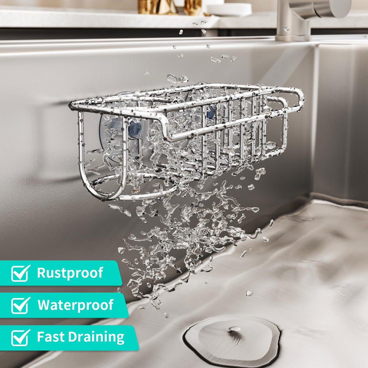 HapiRm 4-in-1 Stainless Steel Sink Caddy