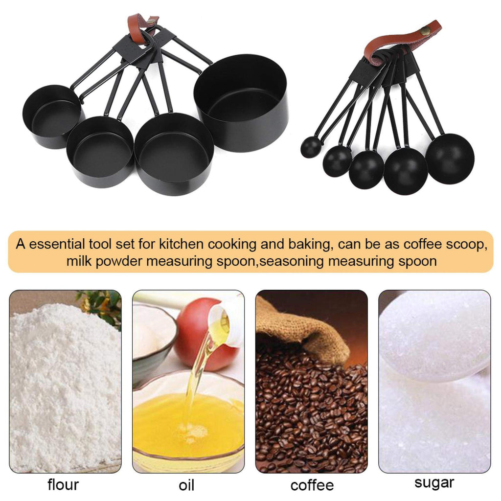 9-Piece Black Stainless Steel Measuring Set