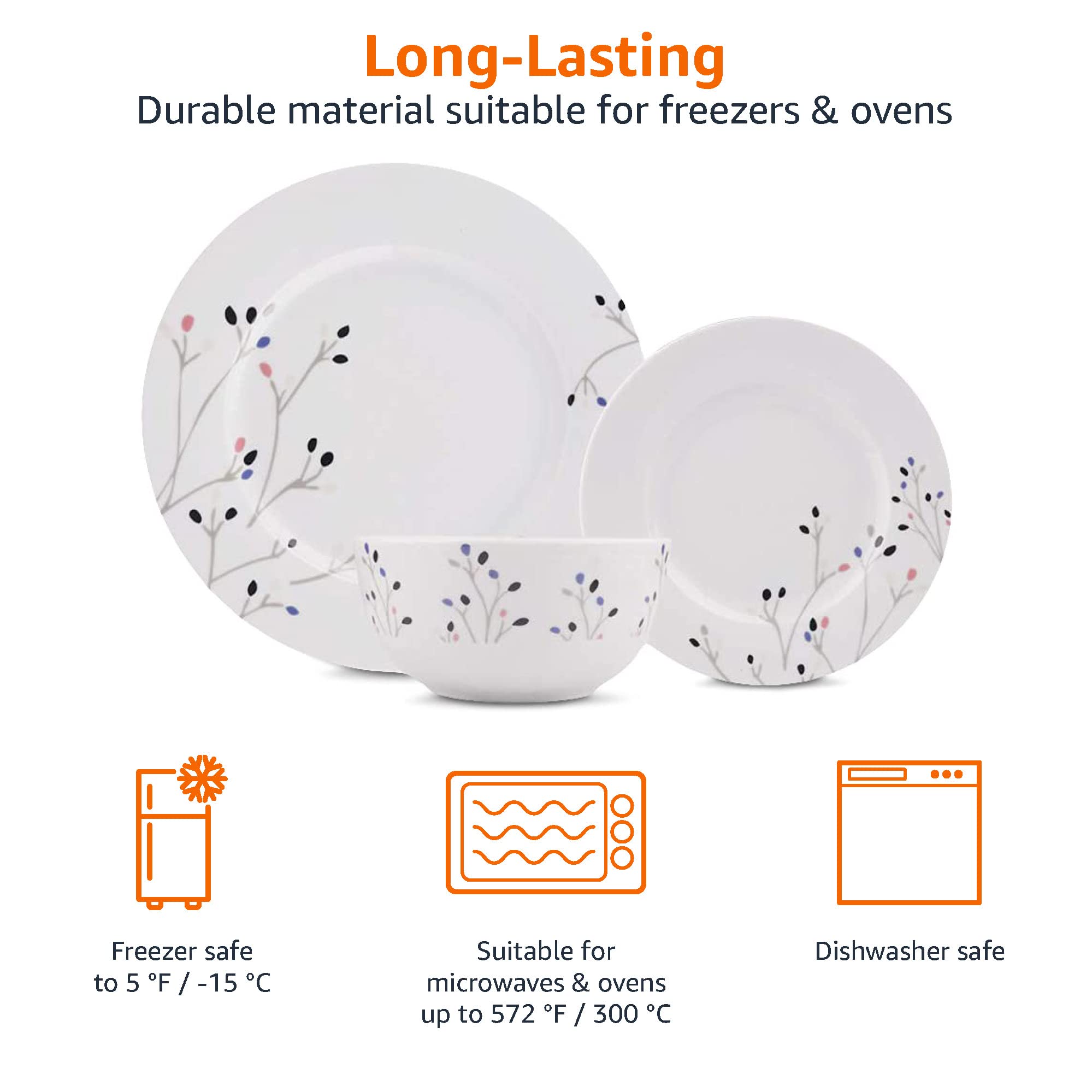 Amazon Basics 18-Piece Porcelain Dinnerware Set