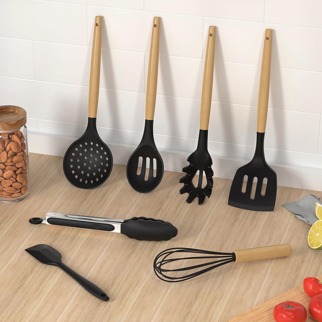 14-Piece Silicone Utensil Set with Holder