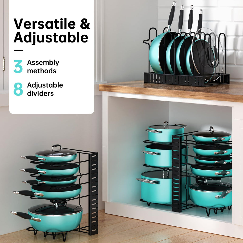MUDEELA Adjustable Pot and Pan Organizer Rack
