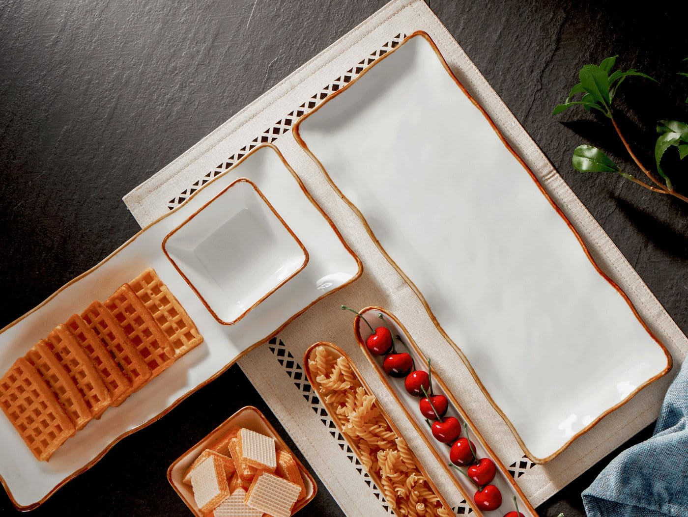 ONEMORE 15-Inch Ceramic Serving Platter Set