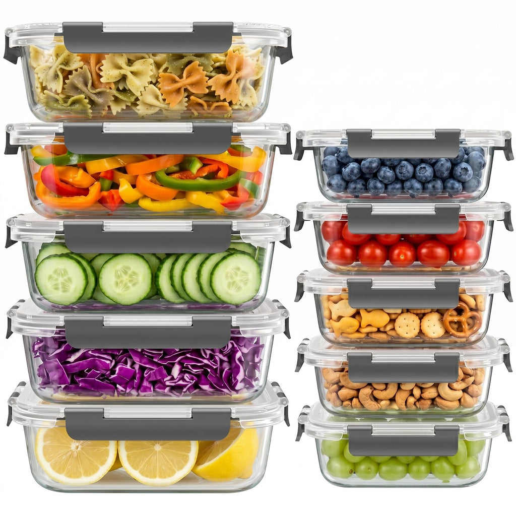 Dealusy 20-Piece Glass Food Storage Container Set