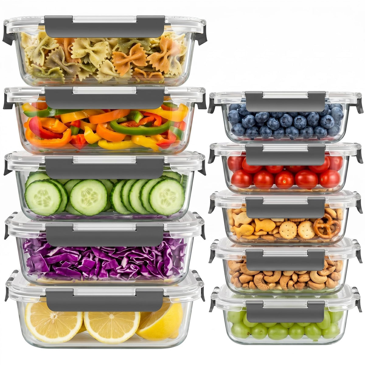 Dealusy 20-Piece Glass Food Storage Container Set