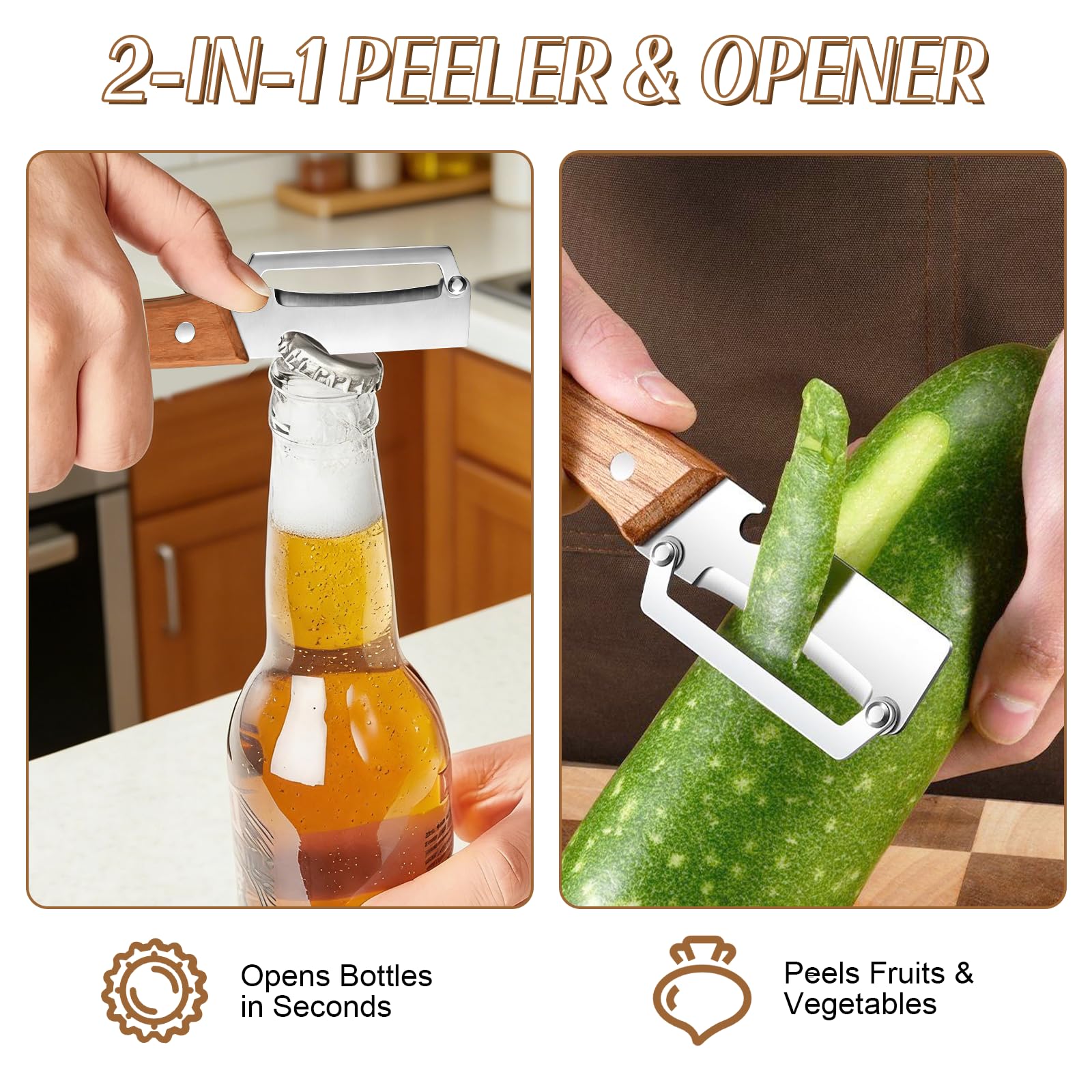 Wide-Blade Vegetable Peeler with Bottle Opener