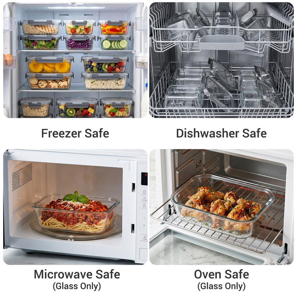 Dealusy 20-Piece Glass Food Storage Container Set