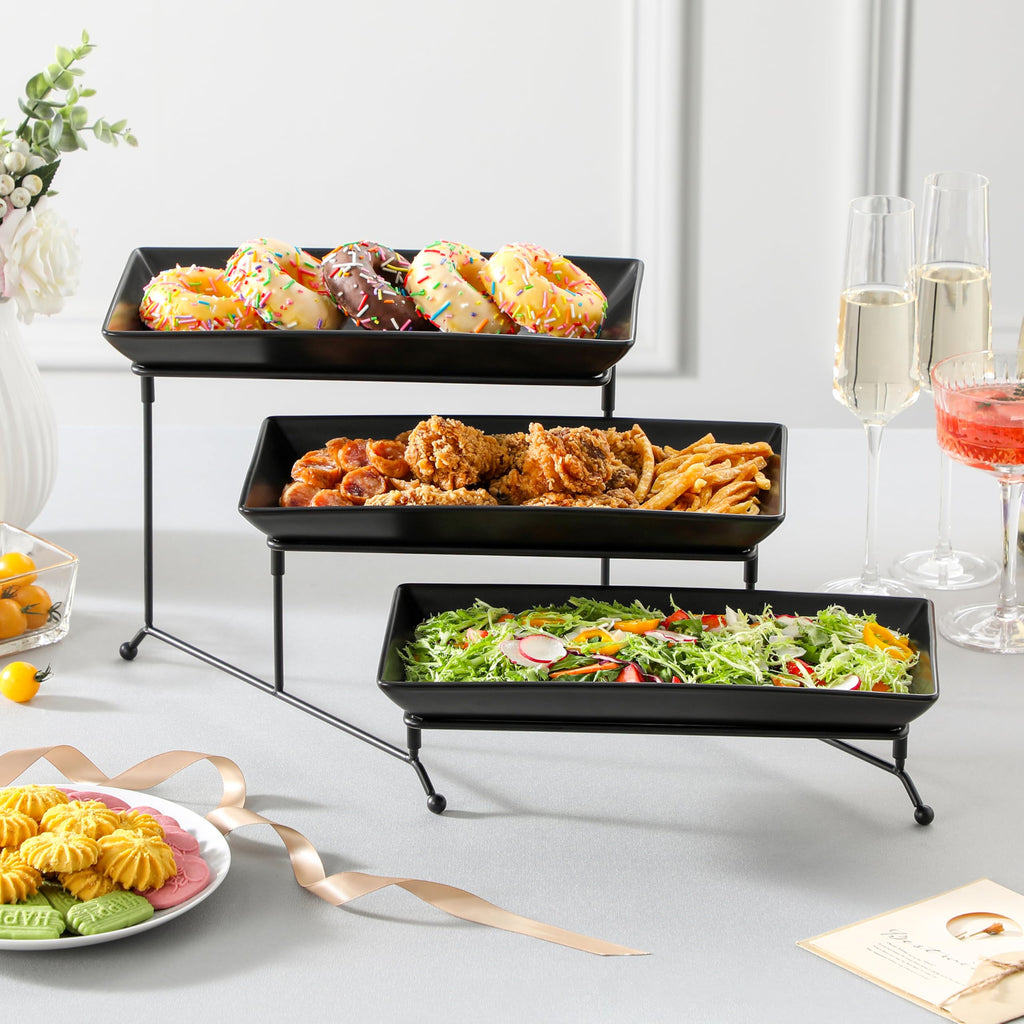 MALACASA 3-Tier Porcelain Serving Tray