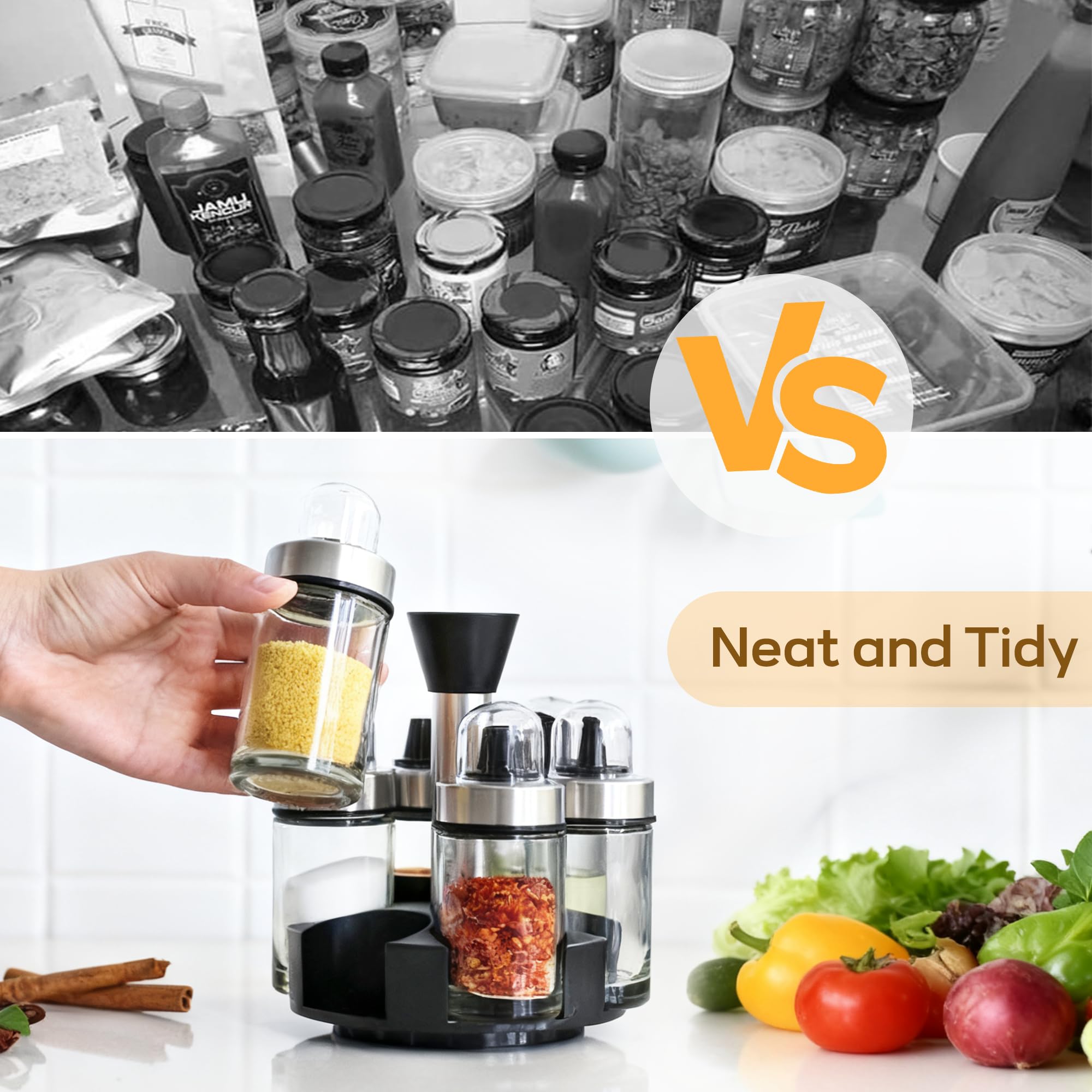 6-Bottle Oil, Vinegar and Spice Dispenser Set
