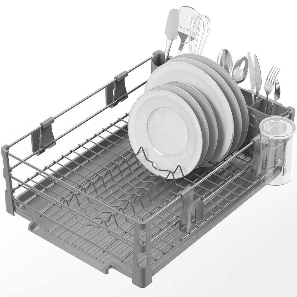 Dish Rack with Drainer, Mug and Utensil Holders