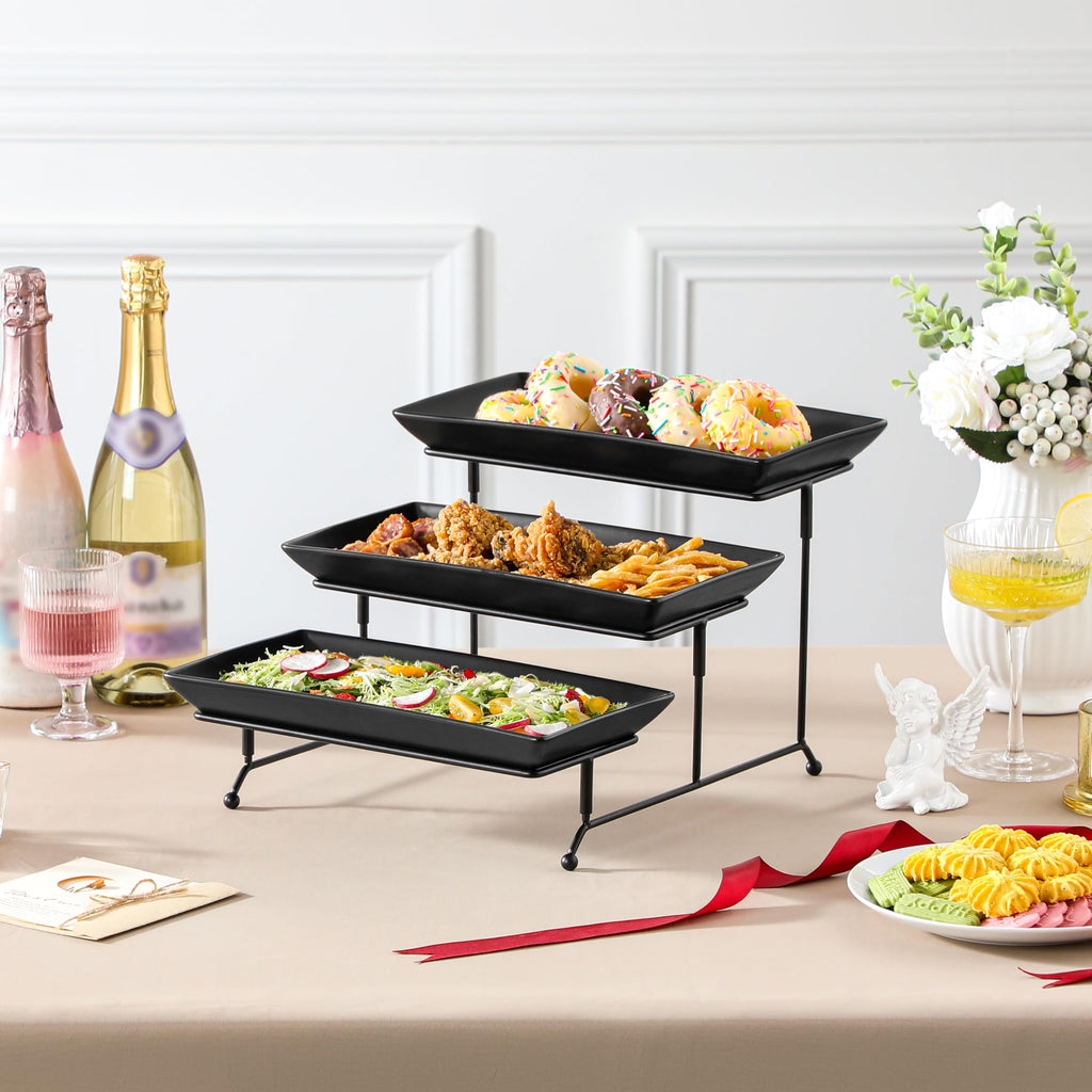 MALACASA 3-Tier Porcelain Serving Tray