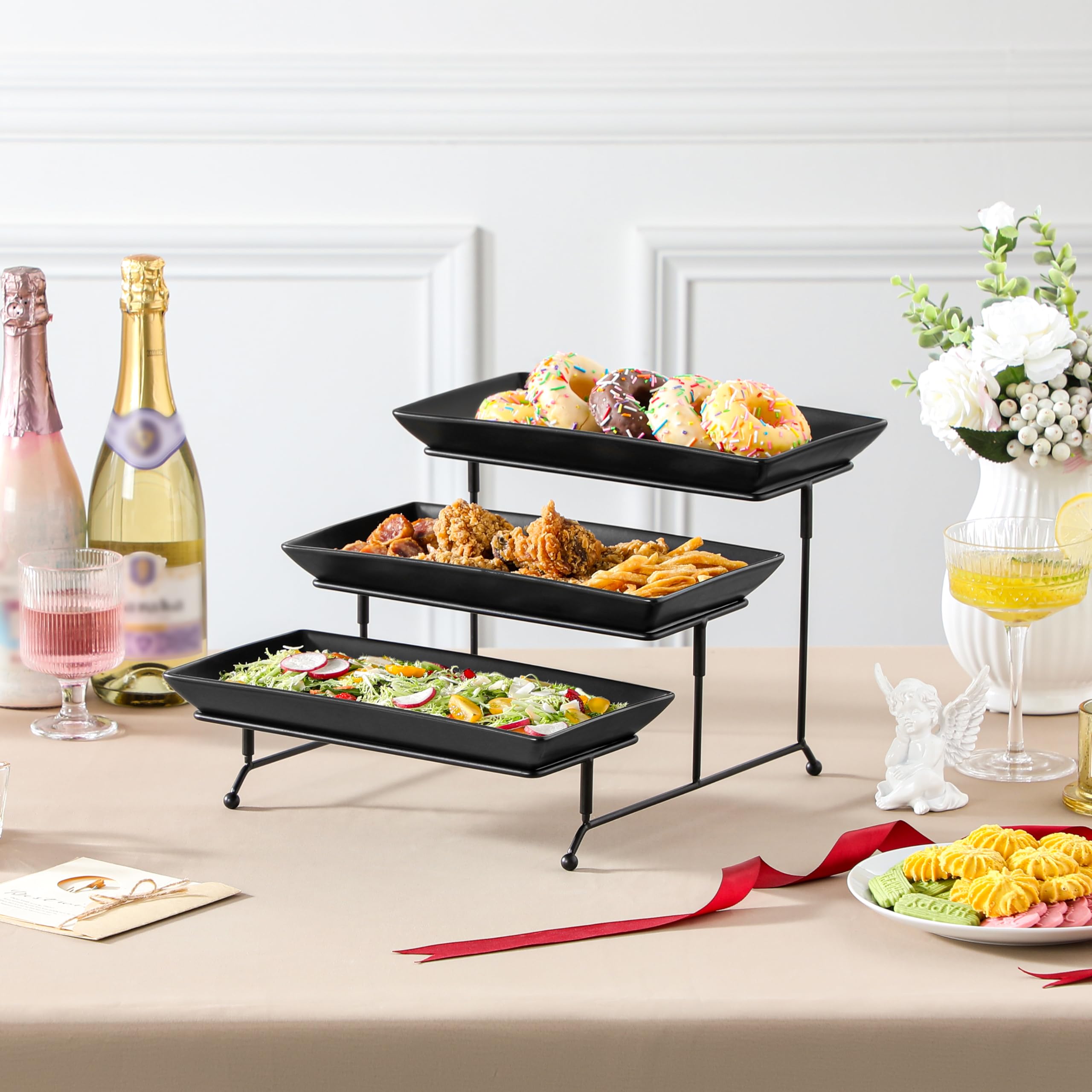 MALACASA 3-Tier Porcelain Serving Tray