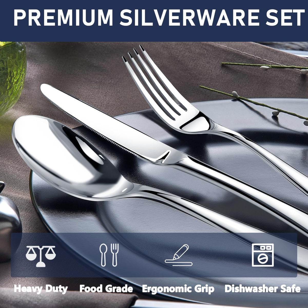 65-Piece Stainless Steel Flatware Set for 12