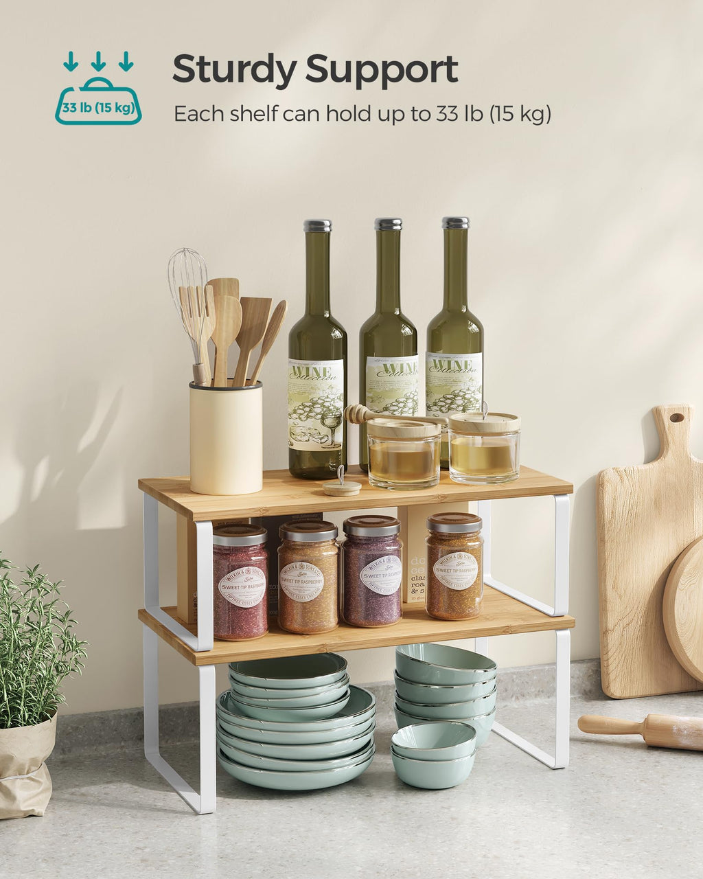SONGMICS 2-Piece Stackable Cabinet Shelf Set