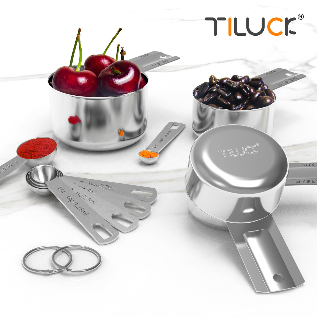 TILUCK 10-Piece Stainless Steel Measuring Set