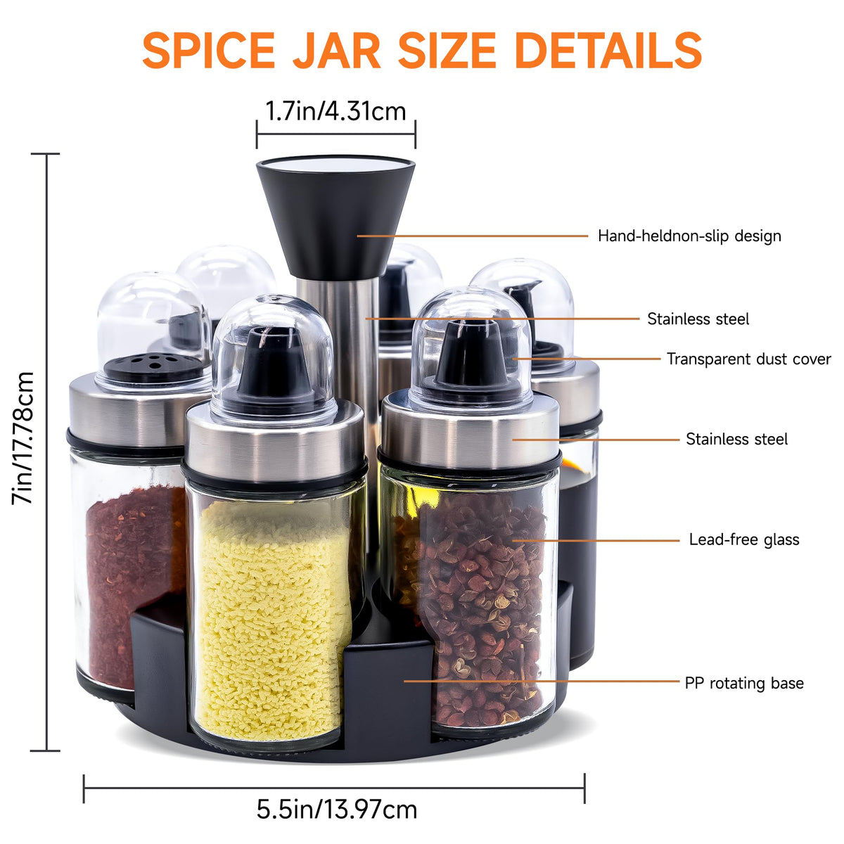 6-Bottle Oil, Vinegar and Spice Dispenser Set